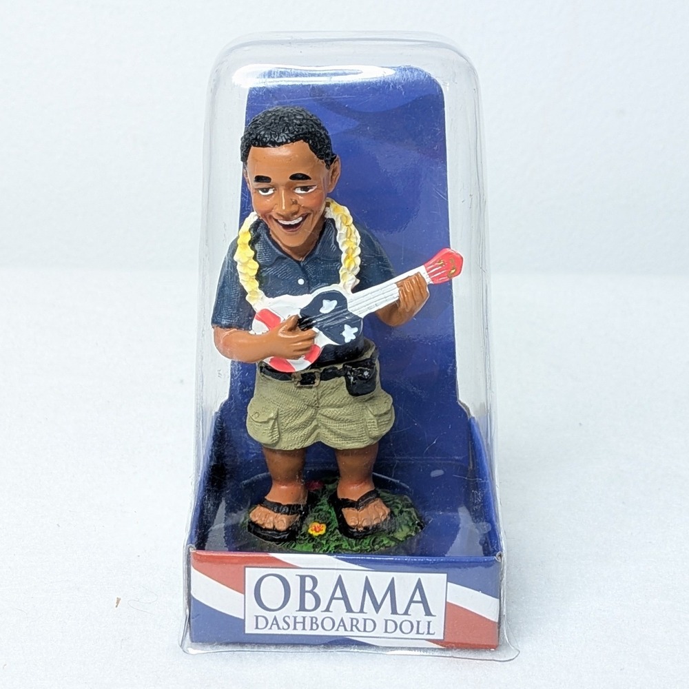 NIB KC Hawaii President Barack Obama Ukelele Novelty Collectible Bobble Figurine